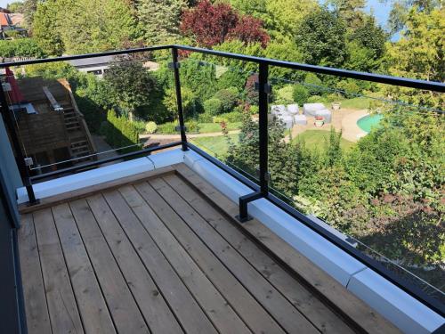 Colorful spaces with vibrant vistas glass railings